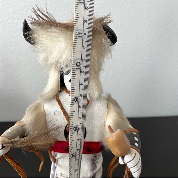 11” White Buffalo Kachina Spirit Doll Native Warrior Dancer Signed ESTATE - Picture 13 of 15